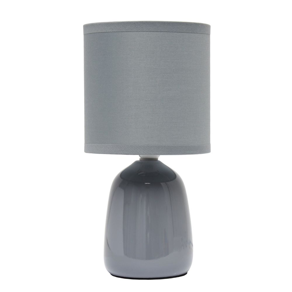 All The Rages LT1134-GRY Simple Designs 10.04" Tall Traditional Ceramic Thimble Base Bedside Table Desk Lamp with Matching Fabric Shade 