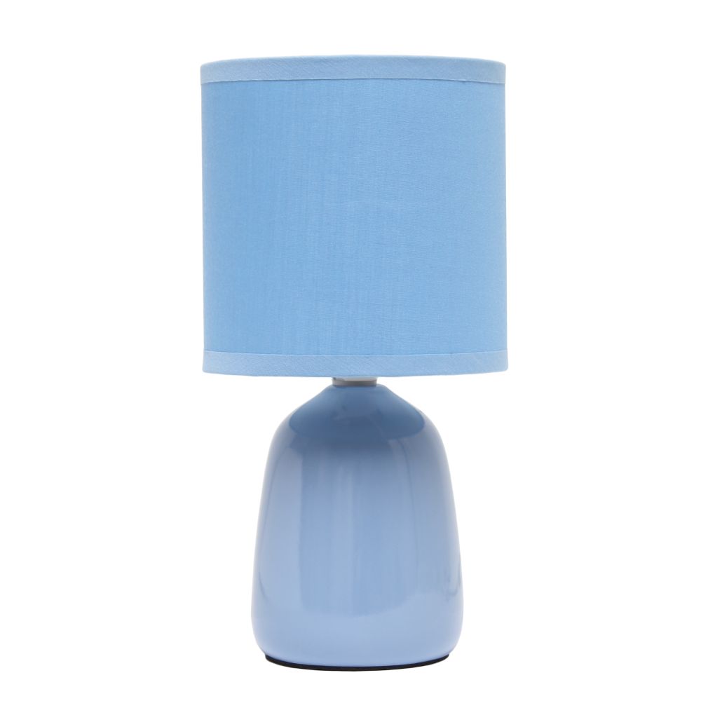 All The Rages LT1134-SKY Simple Designs 10.04" Tall Traditional Ceramic Thimble Base Bedside Table Desk Lamp with Matching Fabric Shade 