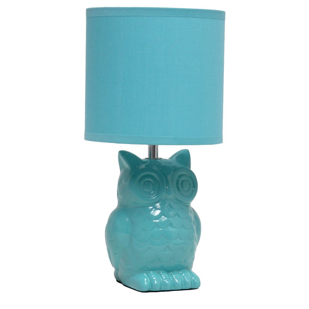 All The Rages LT1136-TBL Simple Designs 12.8" Tall Contemporary Ceramic Owl Bedside Table Desk Lamp with Matching Fabric Shade 