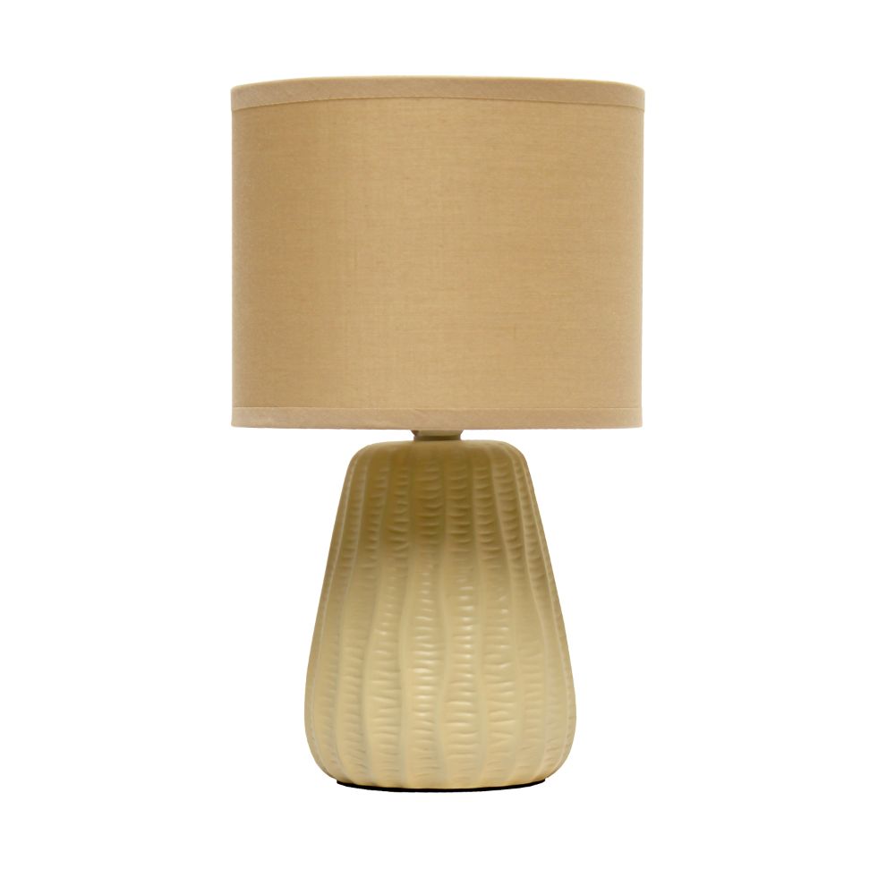All The Rages LT1138-TAN Simple Designs 11.02" Traditional Mini Modern Ceramic Texture Pastel Accent Bedside Table Desk Lamp with Matching Fabric Shade 