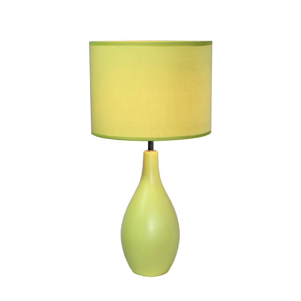  All The Rages LT2002-GRN Simple Designs Oval Bowling Pin Base Ceramic Table Lamp/ Green