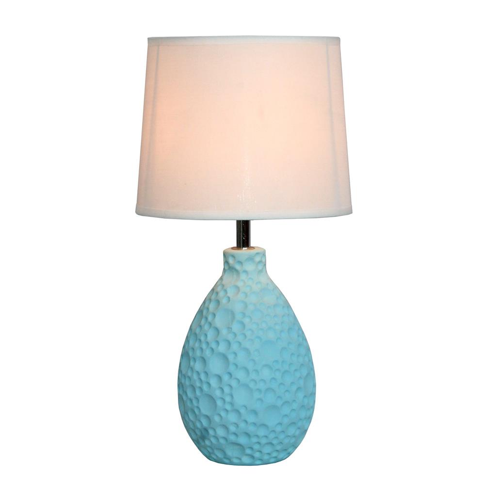  All The Rages LT2003-BLU Simple Designs Textured  Stucco Ceramic Oval Table Lamp/ Blue