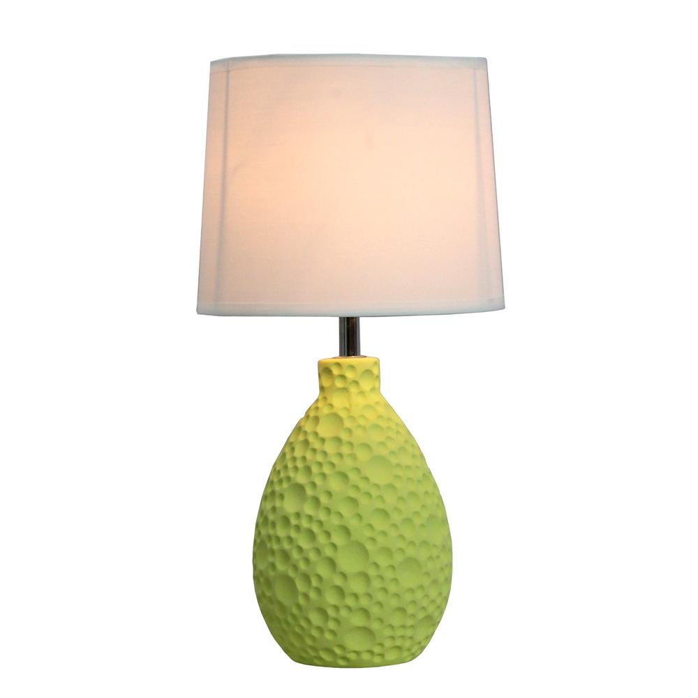  All The Rages LT2003-GRN Simple Designs Textured  Stucco Ceramic Oval Table Lamp. Green