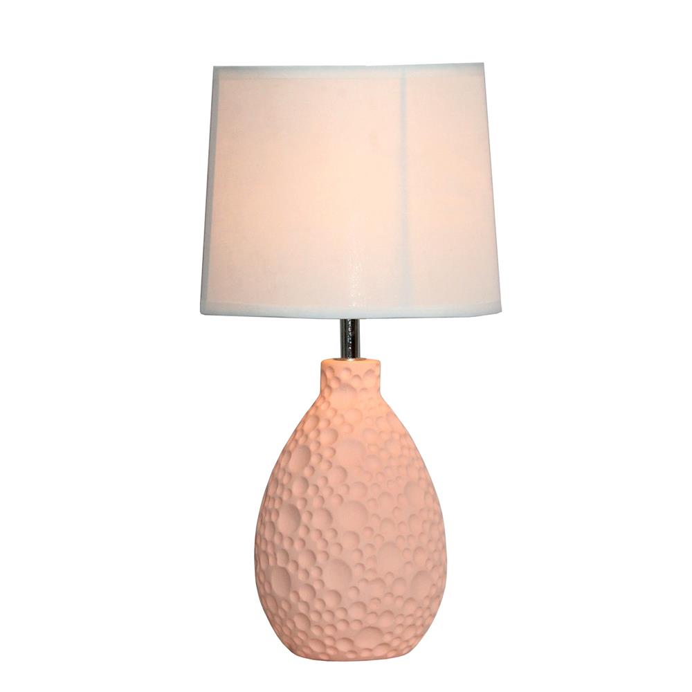  All The Rages LT2003-PNK Simple Designs Textured  Stucco Ceramic Oval Table Lamp/ Pink