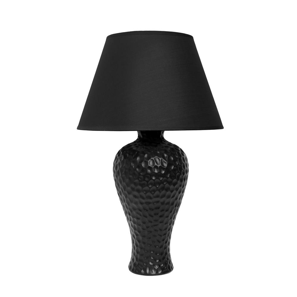  All The Rages LT2004-BLK Simple Designs Textured Stucco Curvy Ceramic Table Lamp/ Black