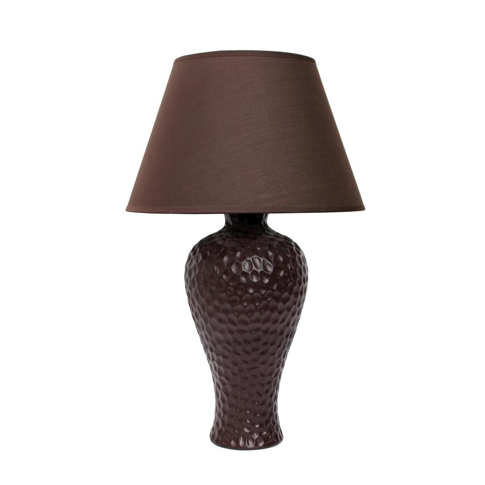  All The Rages LT2004-BWN Simple Designs Textured Stucco Curvy Ceramic Table Lamp/ Brown