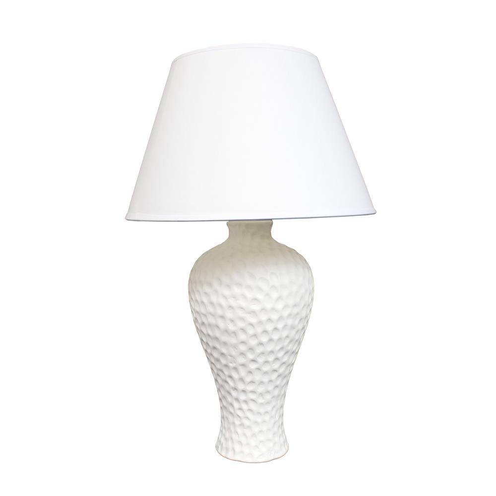  All The Rages LT2004-WHT Simple Designs Textured Stucco Curvy Ceramic Table Lamp/ White