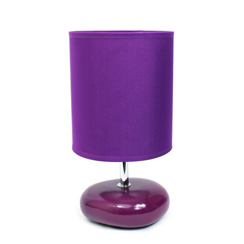  All The Rages LT2005-PRP Simple Designs Stonies Small Stone Look Table Bedside Lamp/ Purple
