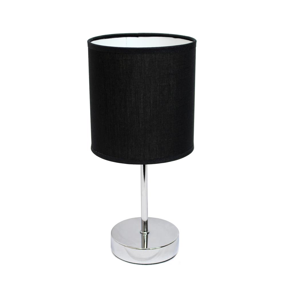  All The Rages LT2007-BLK Simple Designs Chrome Mini Basic Table Lamp with Fabric Shade/ Black
