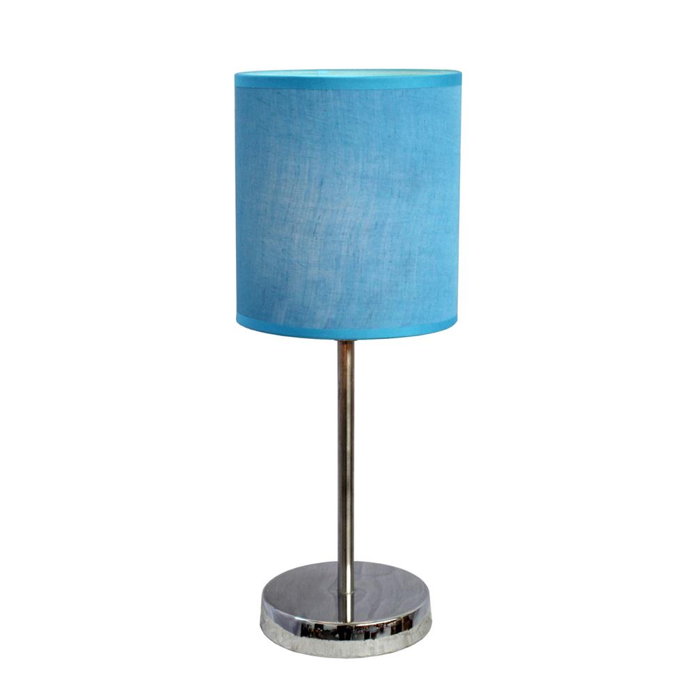  All The Rages LT2007-BLU Simple Designs Chrome Mini Basic Table Lamp with Fabric Shade. Blue
