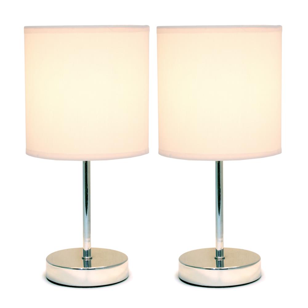 All The Rage LT2007-BPK-2PK Simple Designs Chrome Mini Basic Table Lamp with Fabric Shade Two Pack Set
