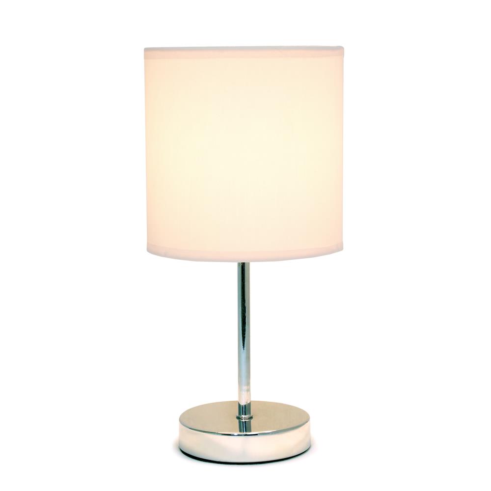All The Rage LT2007-BPK Simple Designs Chrome Mini Basic Table Lamp with Fabric Shade