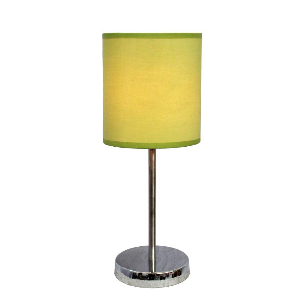  All The Rages LT2007-GRN Simple Designs Chrome Mini Basic Table Lamp with Fabric Shade./ Green
