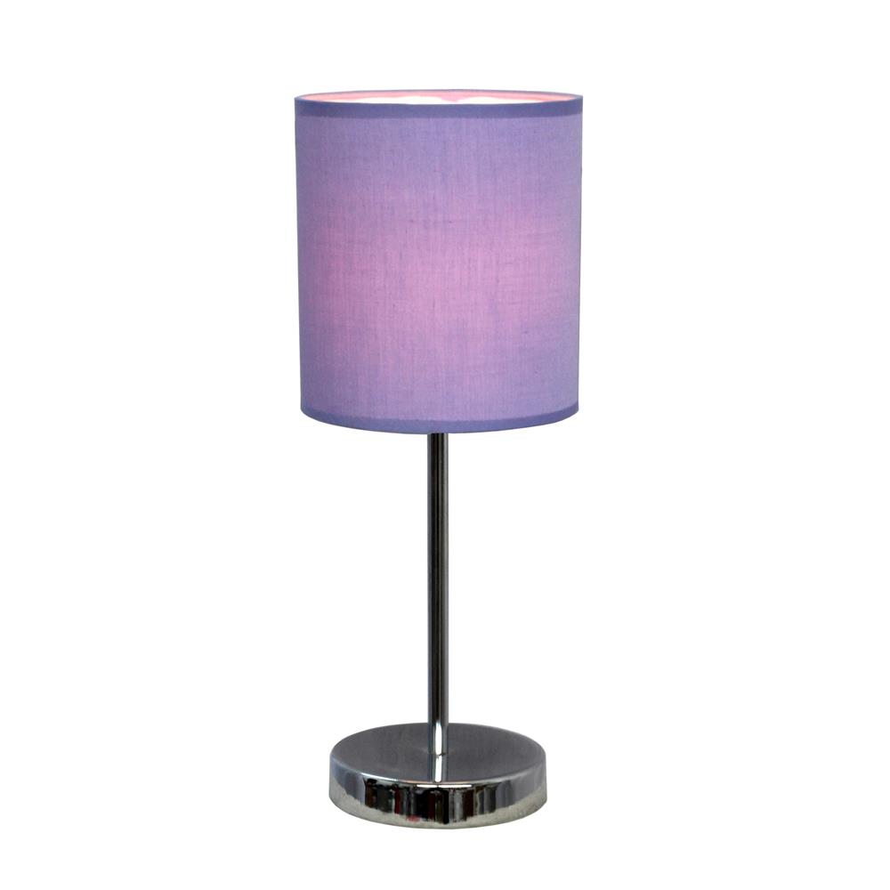  All The Rages LT2007-PRP Simple Designs Chrome Mini Basic Table Lamp with Fabric Shade/ Purple