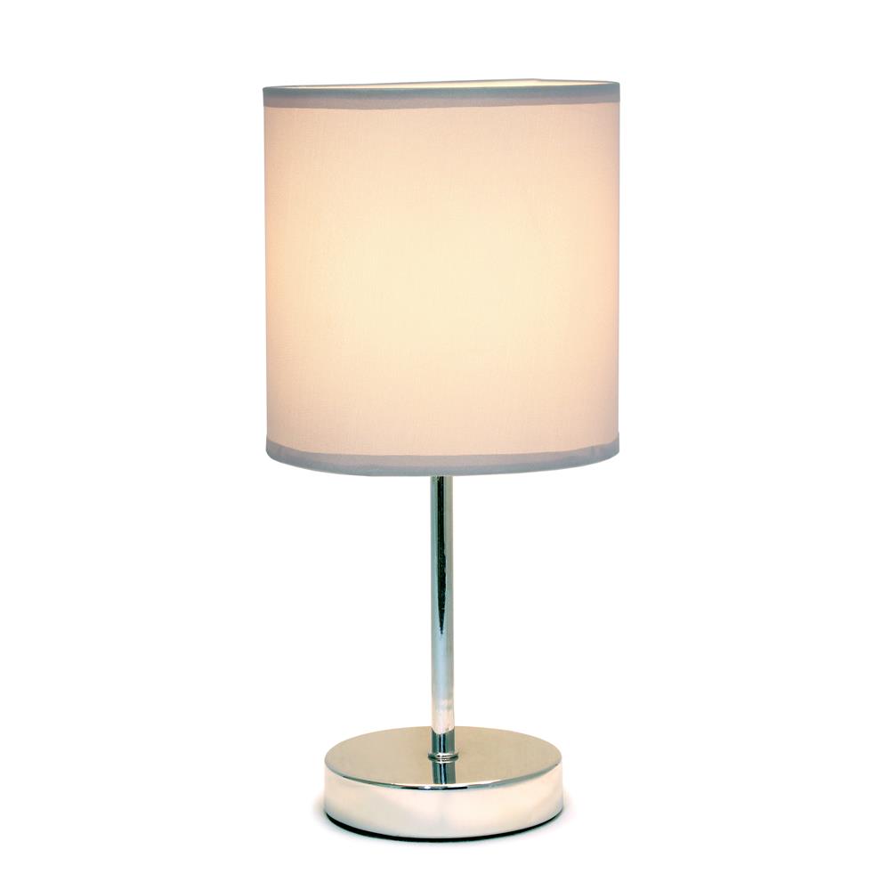 All The Rage LT2007-SLT Simple Designs Chrome Mini Basic Table Lamp with Fabric Shade