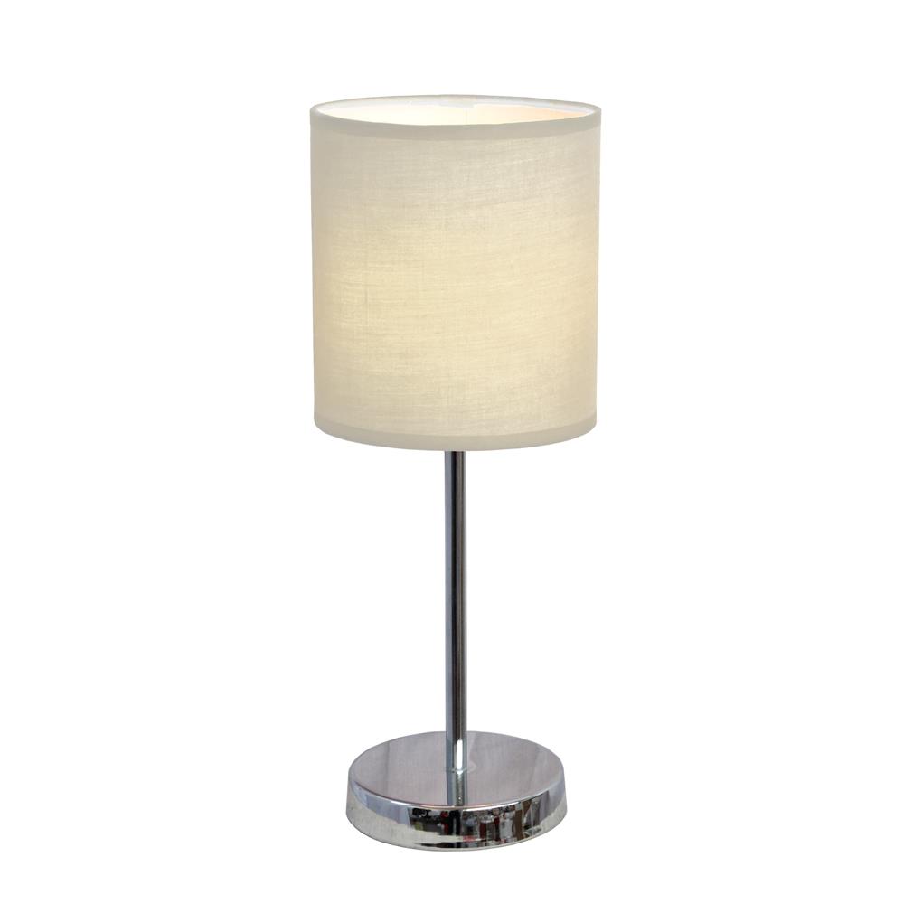  All The Rages LT2007-WHT Simple Designs Chrome Mini Basic Table Lamp with Fabric Shade/ White