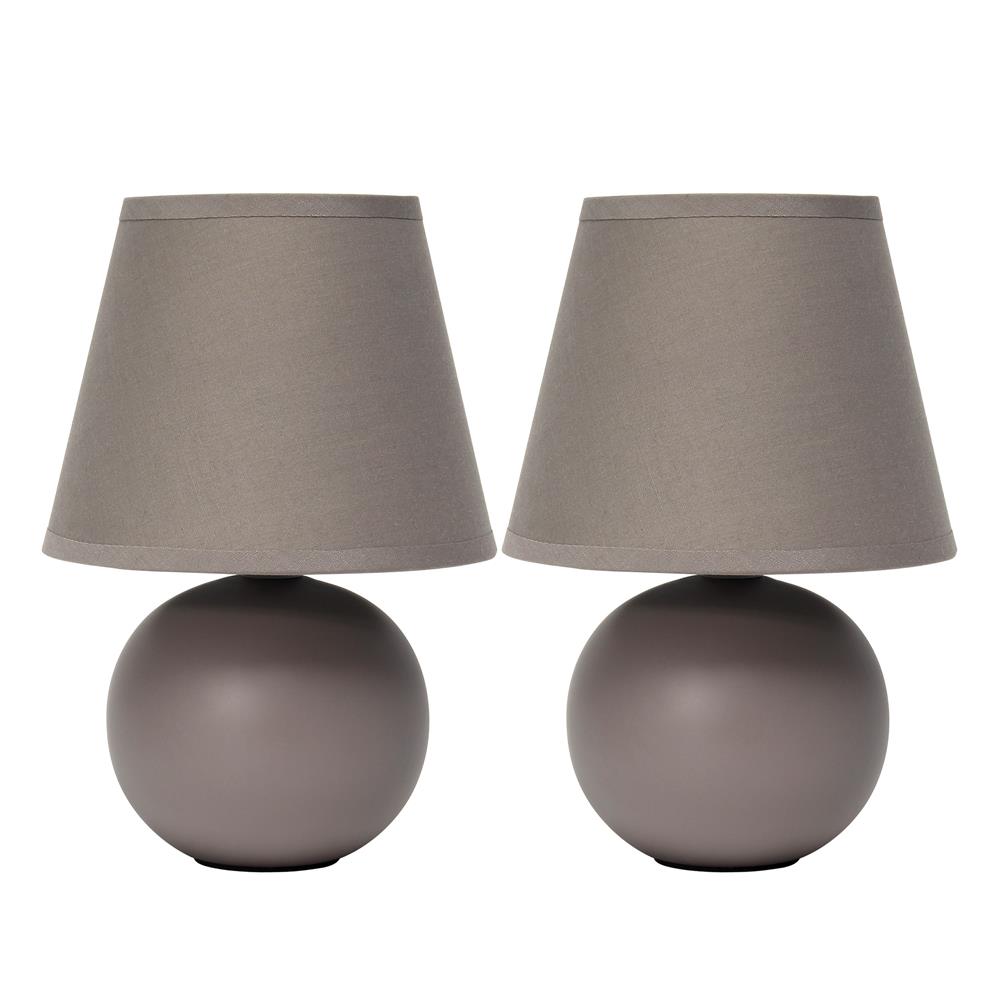All The Rage LT2008-GRY-2PK Simple Designs Mini Ceramic Globe Table Lamp Two Pack Set