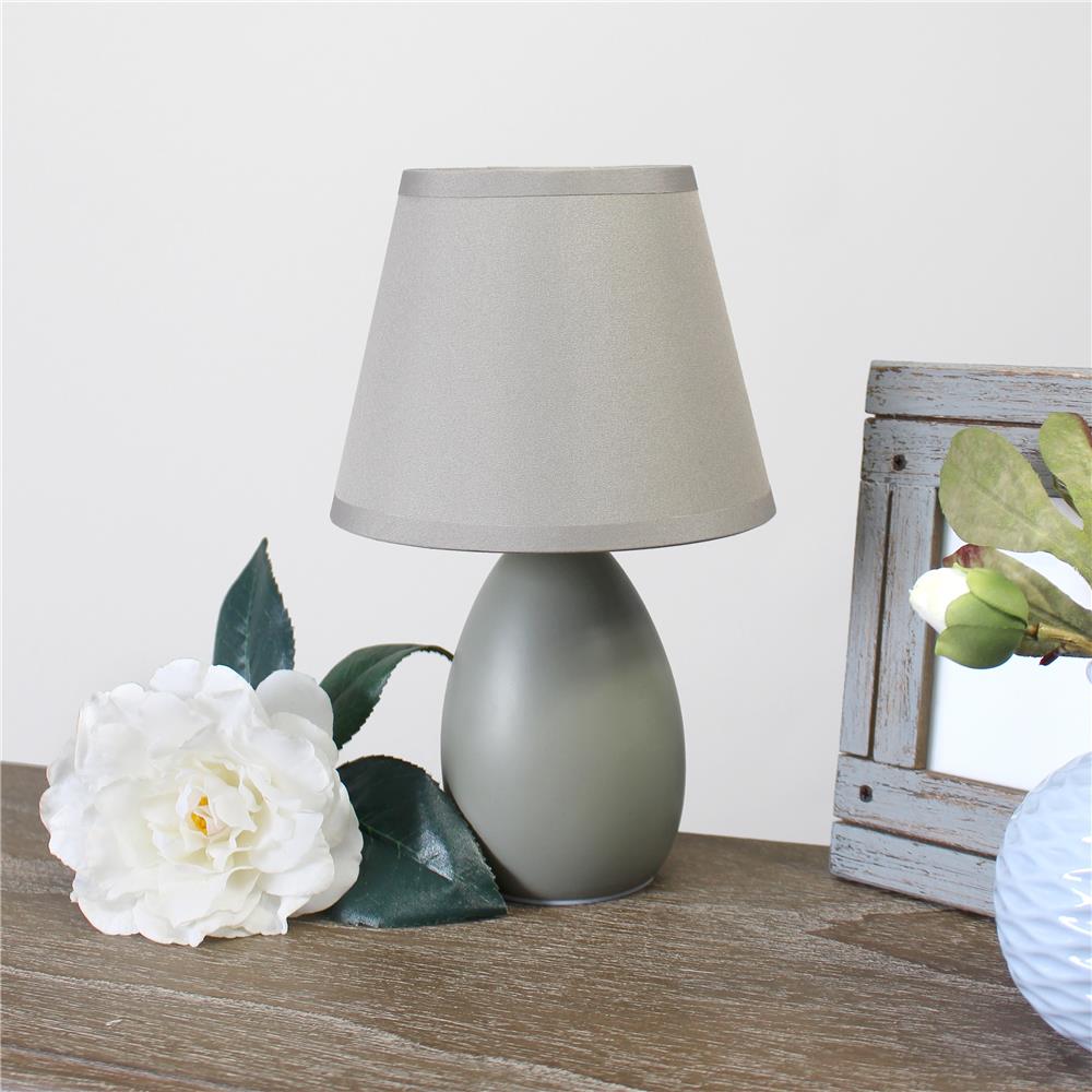 All The Rage LT2009-GRY  Simple Designs Mini Egg Oval Ceramic Table Lamp