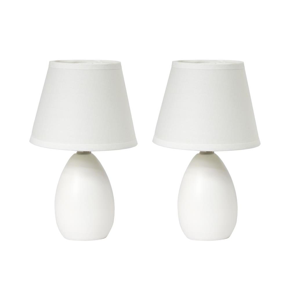 All The Rages LT2009-OFF-2PK Simple Designs  Mini  Egg Oval Ceramic Table Lamp 2 Pack Set/ Off White