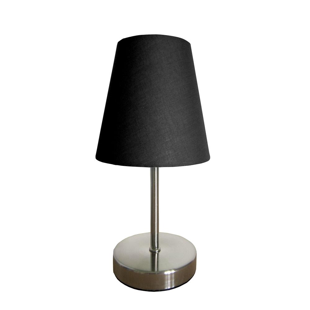  All The Rages LT2013-BLK Simple Designs Sand Nickel Mini Basic Table Lamp with Fabric Shade/ Black