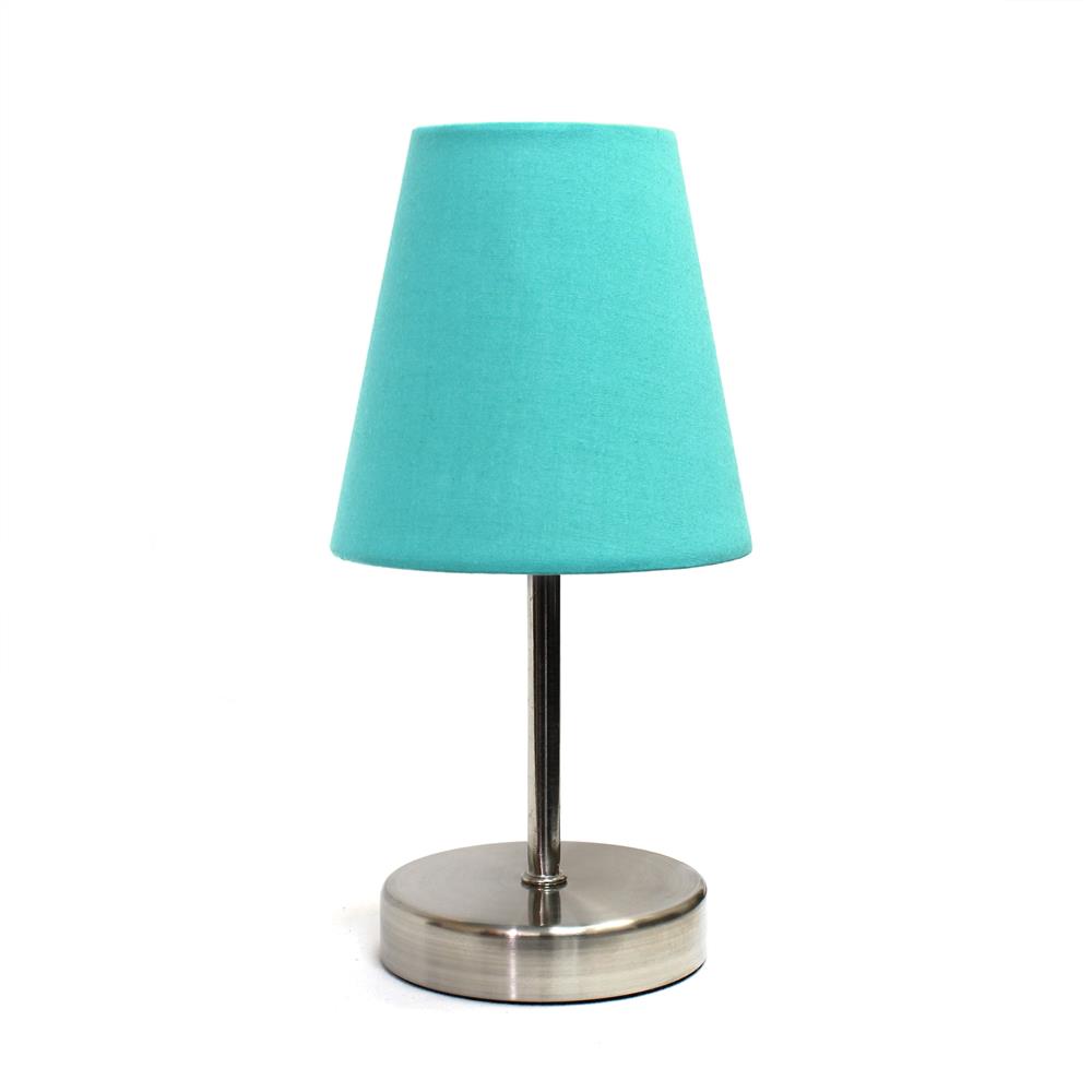 All the Rages LT2013-BLU Simple Designs Sand Nickel Mini Basic Table Lamp with Fabric Shade