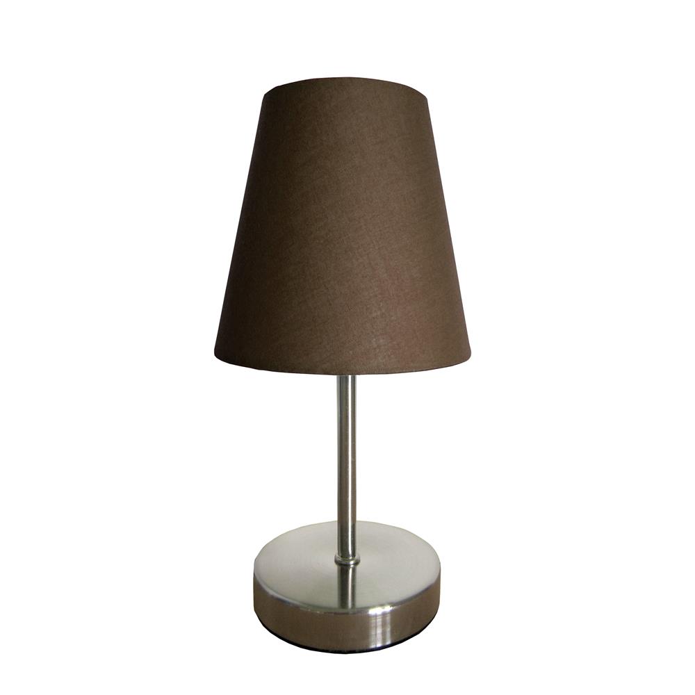  All The Rages LT2013-BWN Simple Designs Sand Nickel Mini Basic Table Lamp with Fabric Shade/ Brown