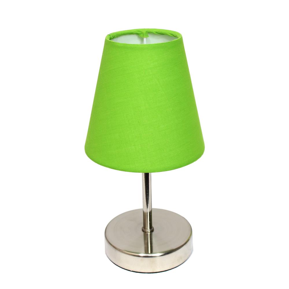  All The Rages LT2013-GRN Simple Designs Sand Nickel Mini Basic Table Lamp with Fabric Shade/ Green