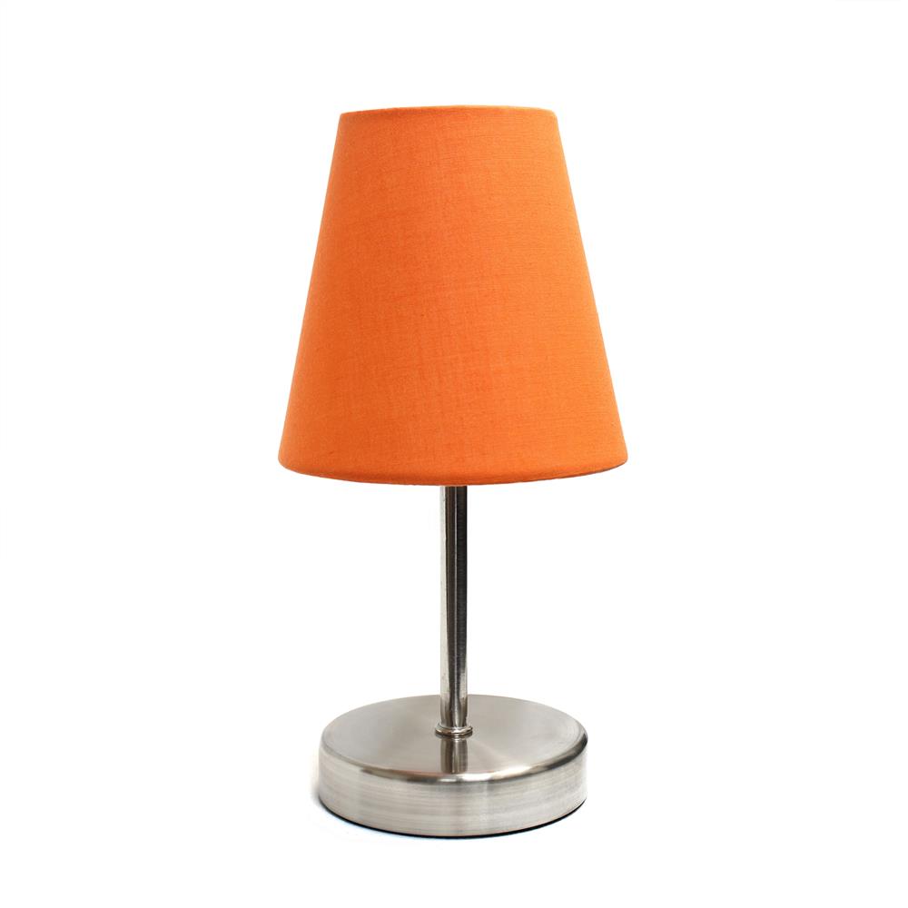 All the Rages LT2013-ORG Simple Designs Sand Nickel Mini Basic Table Lamp with Fabric Shade