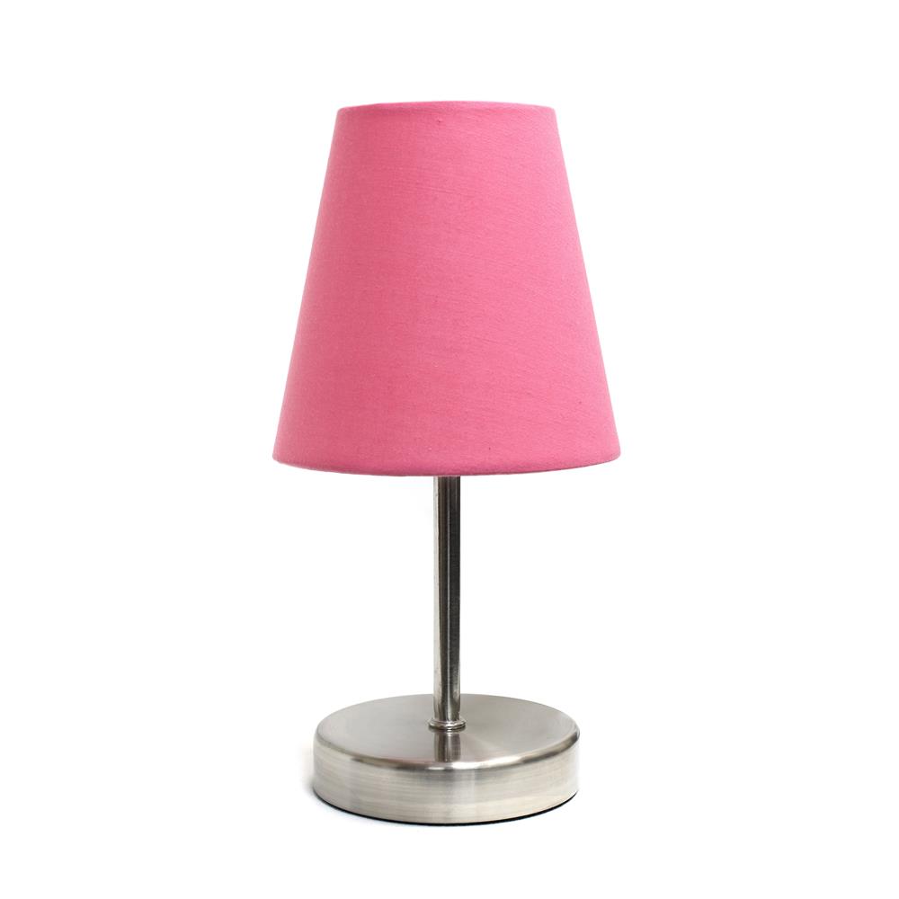 All the Rages LT2013-PNK Simple Designs Sand Nickel Mini Basic Table Lamp with Fabric Shade