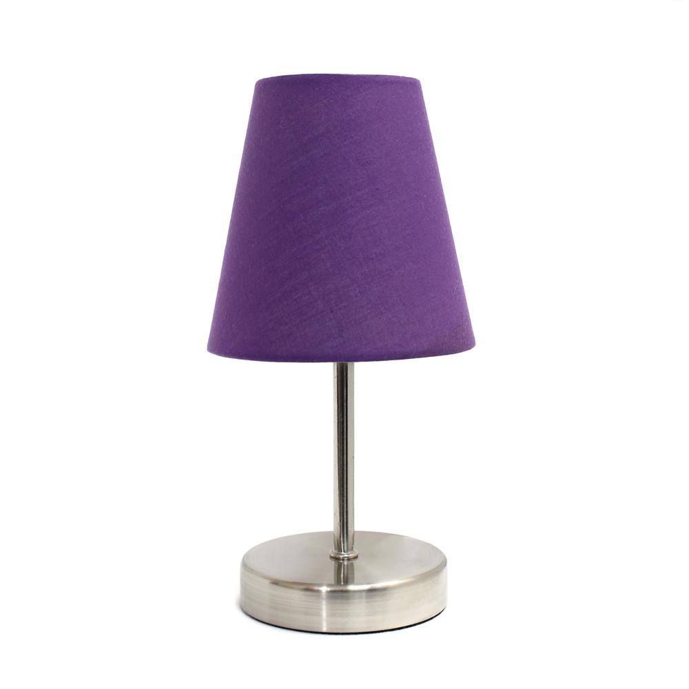 All the Rages LT2013-PRP Simple Designs Sand Nickel Mini Basic Table Lamp with Fabric Shade