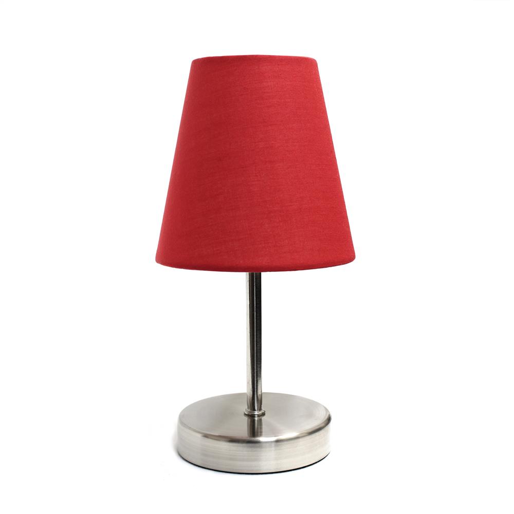 All the Rages LT2013-RED Simple Designs Sand Nickel Mini Basic Table Lamp with Fabric Shade