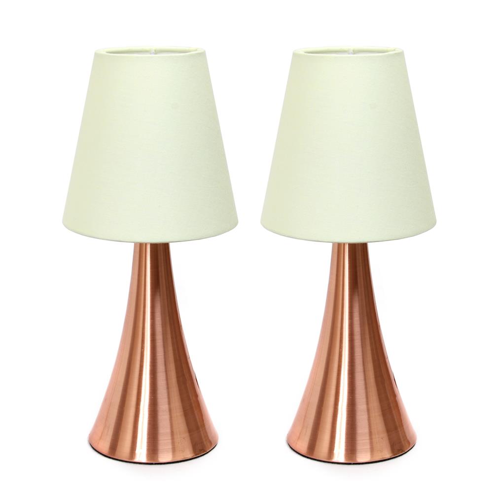 All the Rages LT2014-CRM-2PK Simple Designs Valencia 2 Pack Mini Touch Table Lamp Set with Fabric Shades
