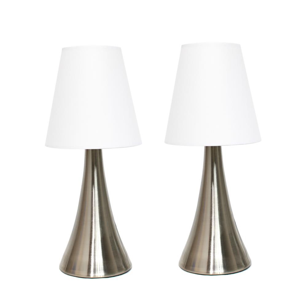 All The Rages LT2014-WHT-2PK Simple Designs Valencia Two Pack Mini Touch Table Lamp Set with Fabric Shade/ White
