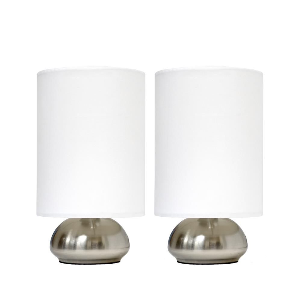 All The Rages LT2016-IVY-2PK Simple Designs Gemini Two Pack Mini Touch Lamp with Brushed Nickel Base and Fabric Shades/ Ivory