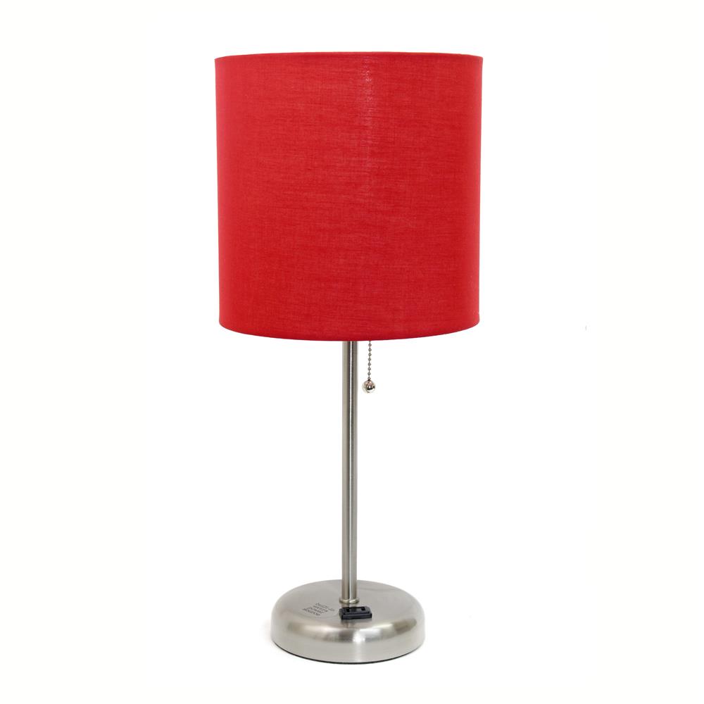 All the Rages LT2024-RED LimeLights Stick Lamp with Charging Outlet and Fabric Shade