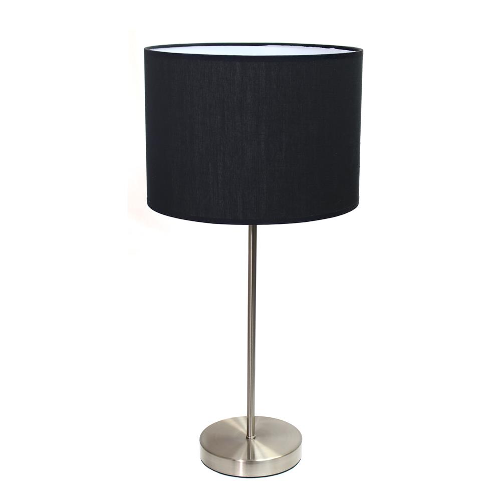 All the Rages LT2040-BLK Simple Designs Brushed Nickel Stick Lamp with Fabric Shade, Black