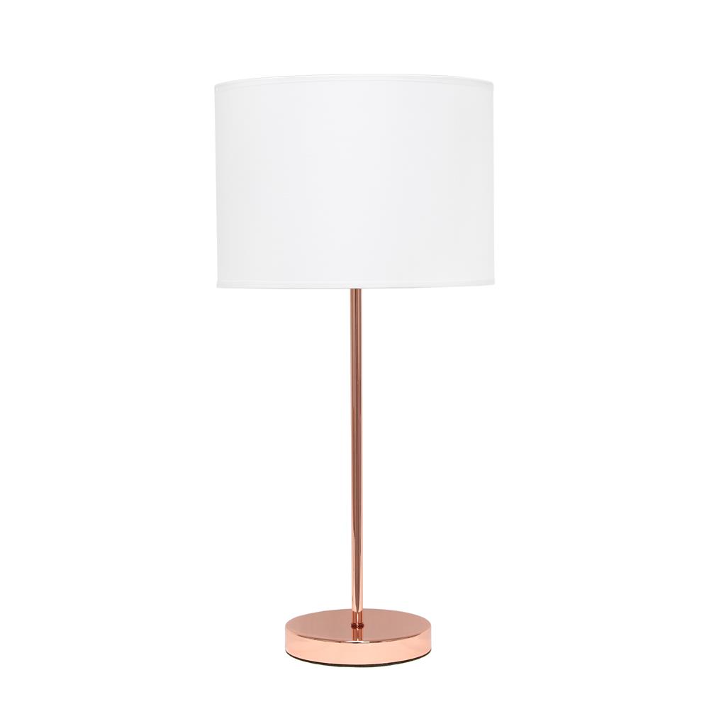 All The Rages LT2040-RGD Simple Designs Rose Gold Stick Lamp with White Fabric Shade
