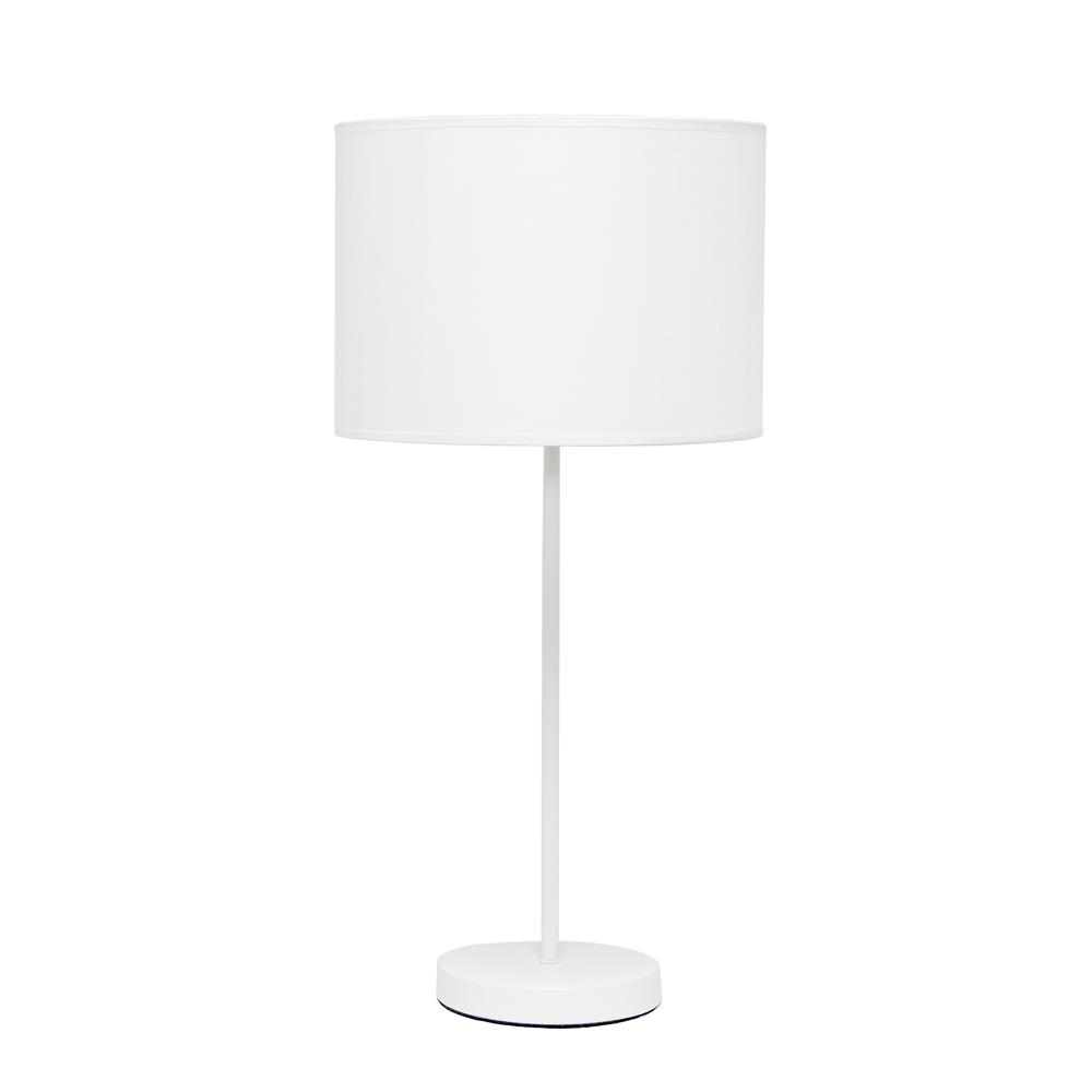 All The Rages LT2040-WOW Simple Designs White Stick Lamp with White Fabric Shade