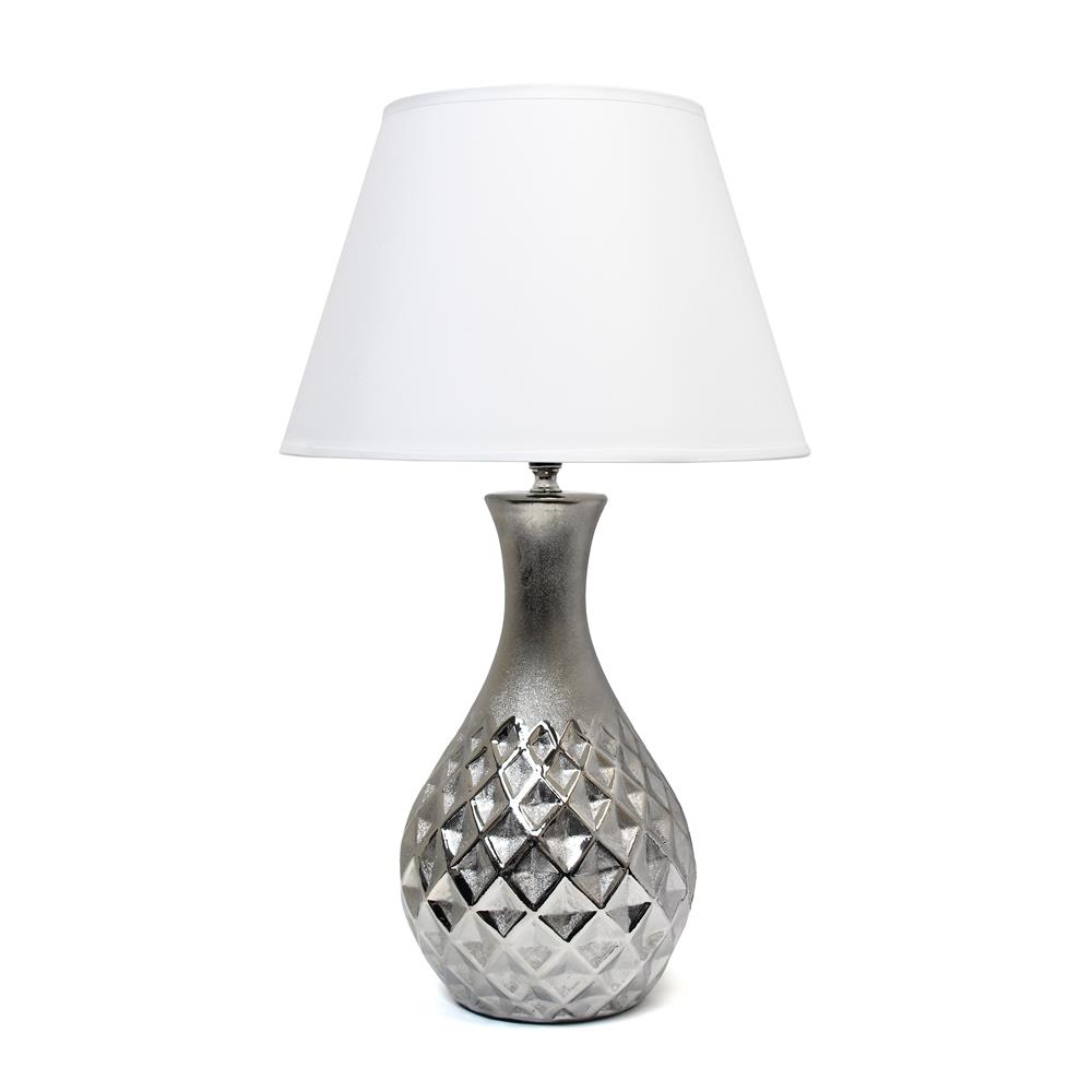 All the Rages LT2041-MSV Elegant Designs Juliet Ceramic Table Lamp with Metallic Silver Base and White Fabric Shade