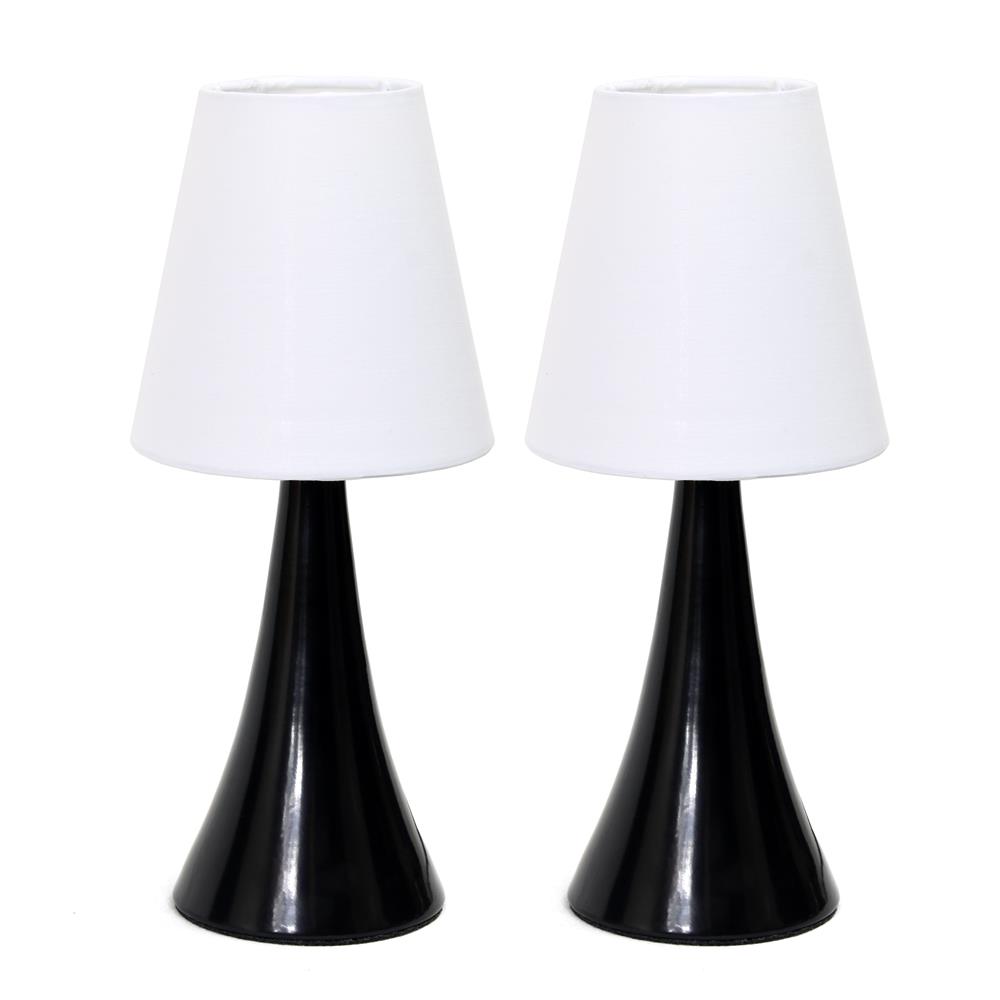 All the Rages LT2042-BLK-2PK Simple Designs Valencia Colors 2 Pack Mini Touch Table Lamp Set with Fabric Shades, Black