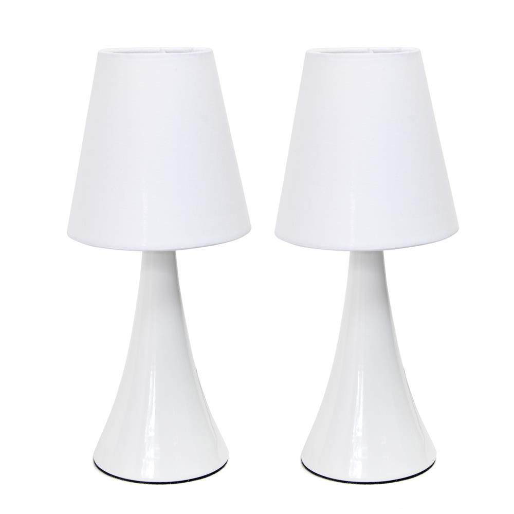 All the Rages LT2042-WHT-2PK Simple Designs Valencia Colors 2 Pack Mini Touch Table Lamp Set with Fabric Shades, White