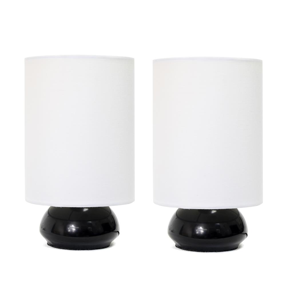 All the Rages LT2043-BLK-2PK Simple Designs Gemini Colors 2 Pack Mini Touch Table Lamp Set with Fabric Shades, Black