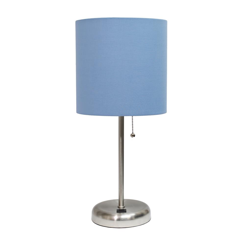 All The Rages LT2044-BLU LimeLights Stick Lamp with USB charging port and Fabric Shade, Blue