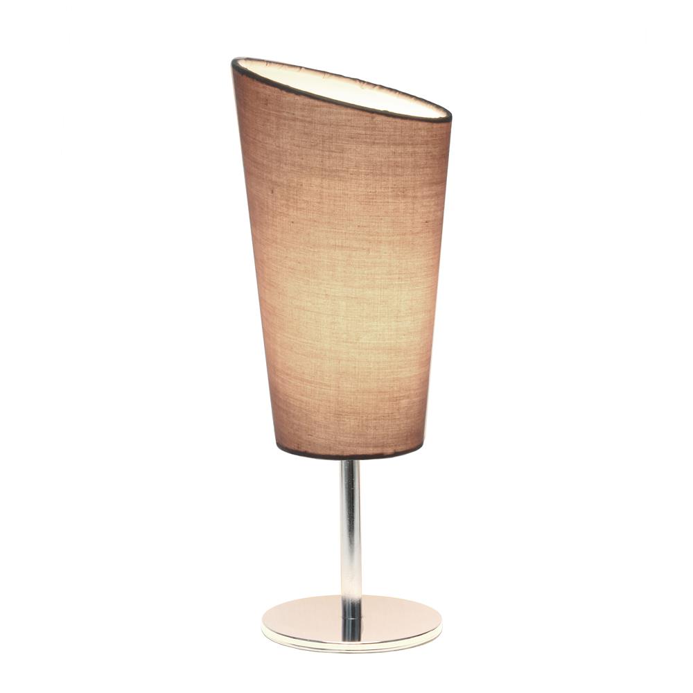 All the Rage LT2061-GRY Mini Chrome Table Lamp with Angled Fabric Shade