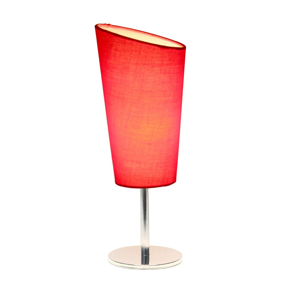 All the Rage LT2061-RED Mini Chrome Table Lamp with Angled Fabric Shade