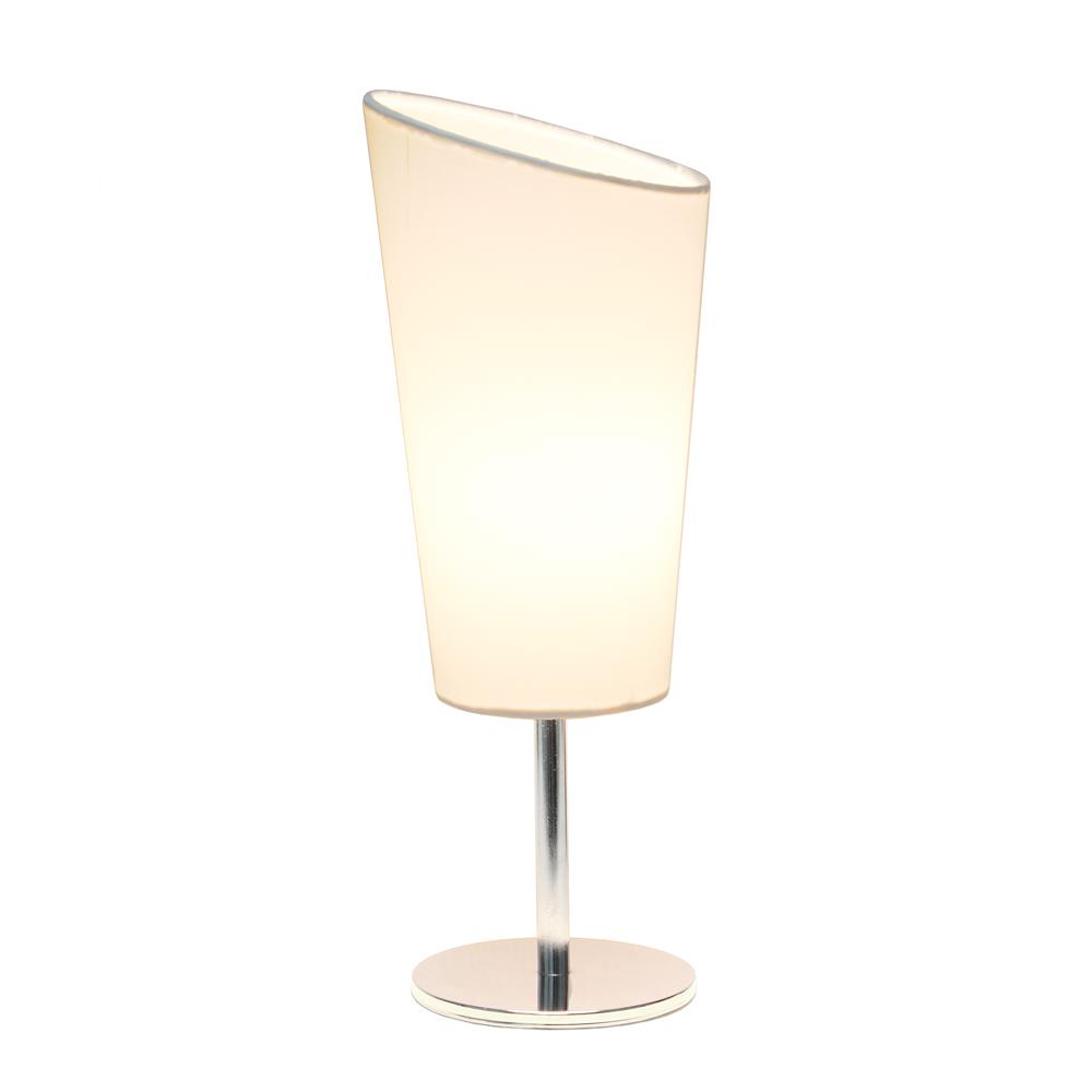 All the Rage LT2061-WHT Mini Chrome Table Lamp with Angled Fabric Shade