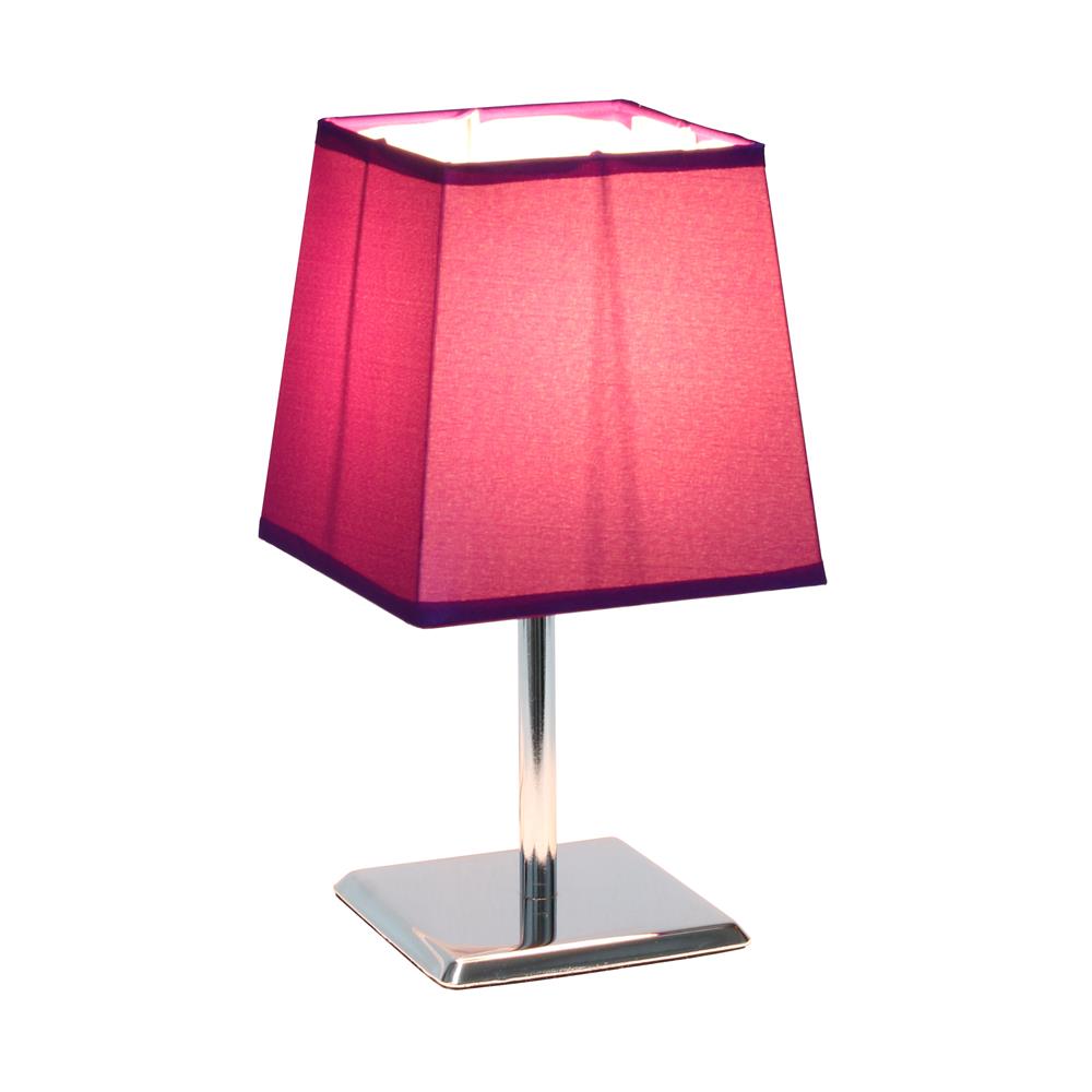 All the Rage LT2062-PRP Mini Chrome Table Lamp with Squared Empire Fabric Shade