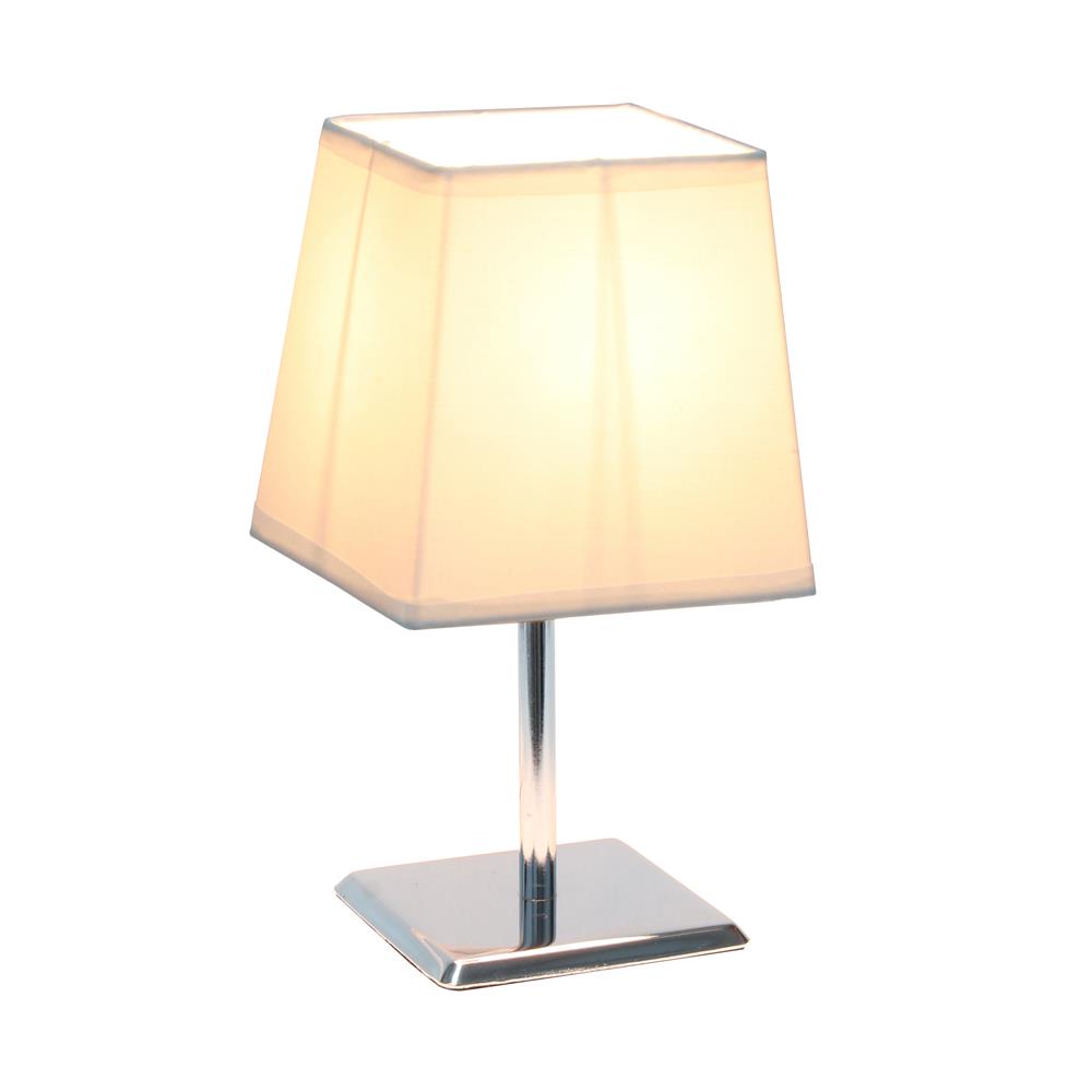 All the Rage LT2062-WHT Mini Chrome Table Lamp with Squared Empire Fabric Shade