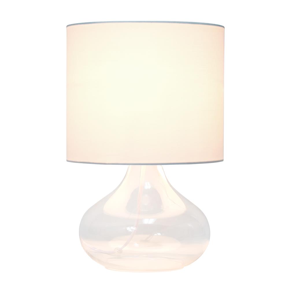 All The Rage LT2063-CLW Simple Designs Glass Raindrop Table Lamp with Fabric Shade, Clear with White Shade
