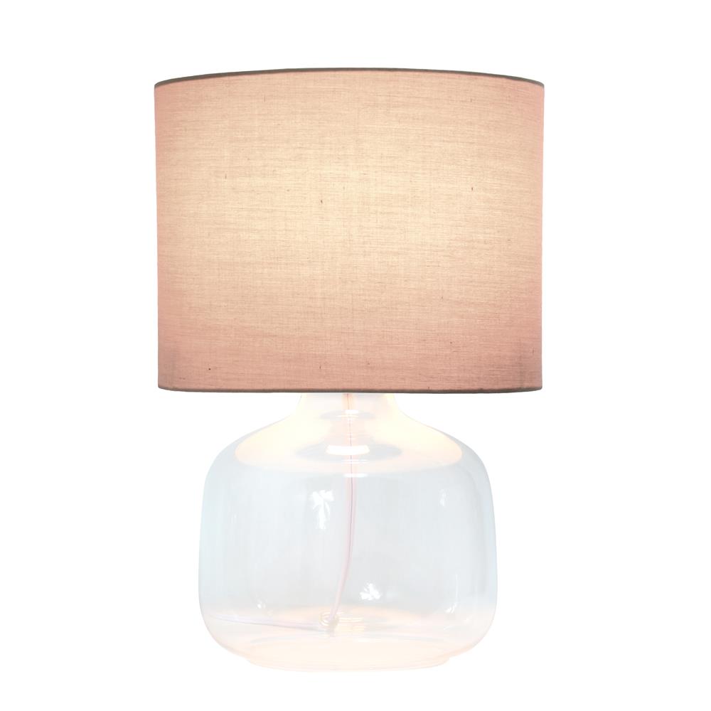 All The Rage LT2064-CLG Simple Designs  Glass Table Lamp with Fabric Shade, Clear with Gray Shade